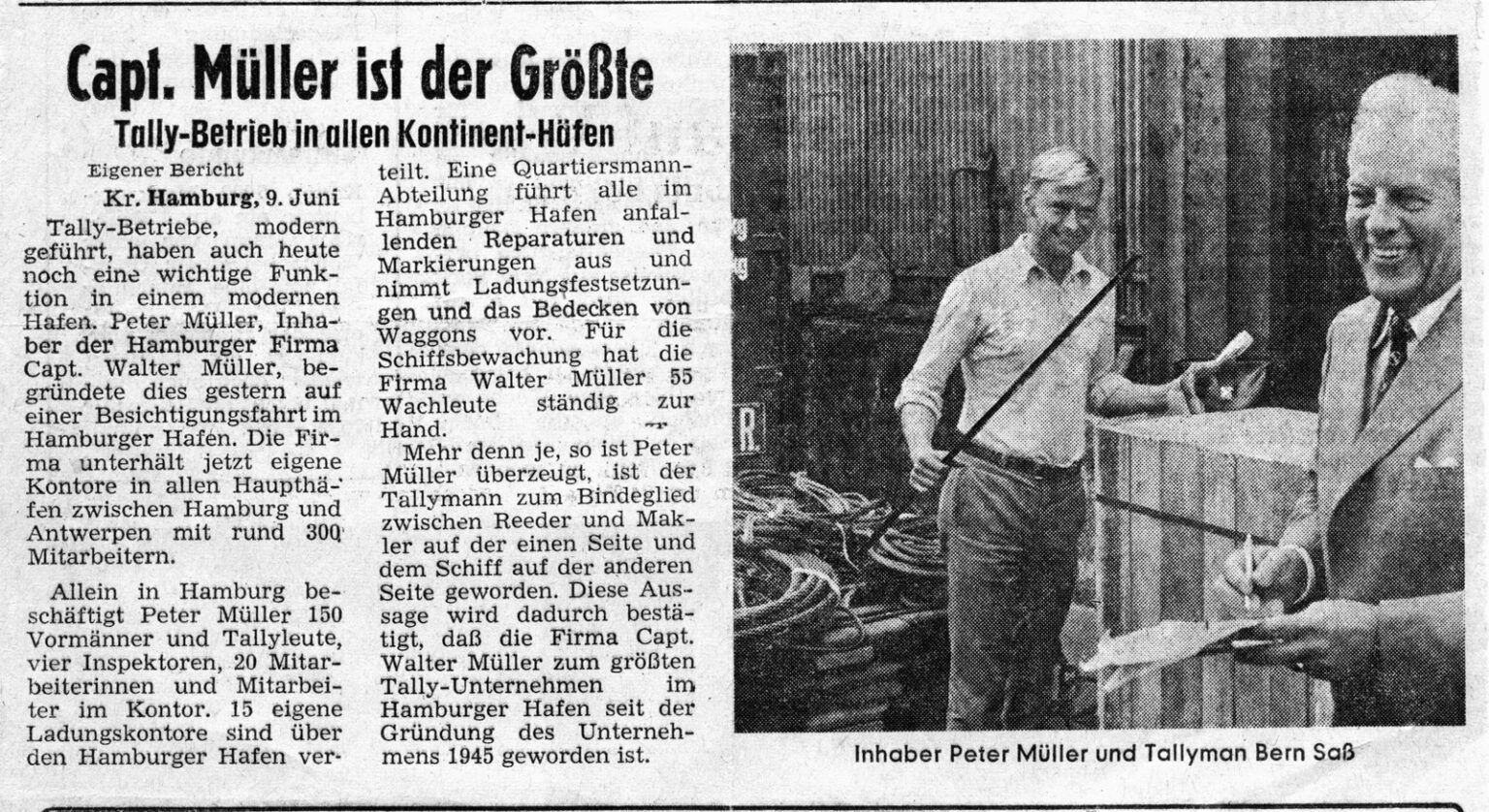Capt. Müller Hamburger Abendblatt-Bericht ca 1968