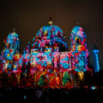 Illumination show on the facade of Berlin Cathedral (Berliner Dom) during 2024 Festival of Lights in Berlin, Germany